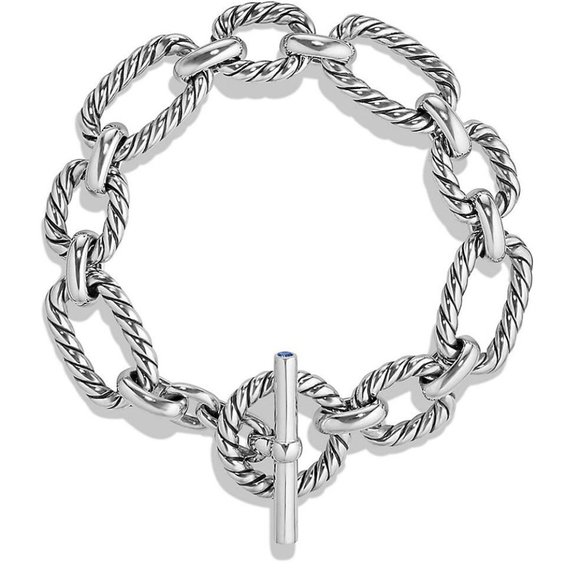 David Yurman Cushion Link Bracelet With Blue Sapphires - Picture 1 of 6